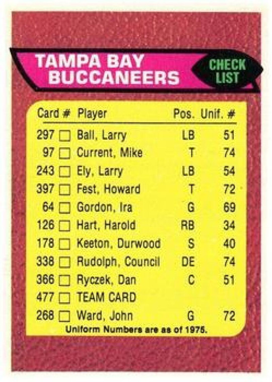 1976 Topps #477 Tampa Bay Buccaneers CL VG Tampa Bay Buccaneers 