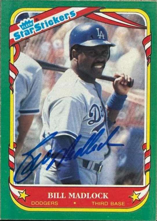 Bill Madlock Autographed 1987 Fleer Star Stickers #73 Los Angeles Dodgers Card