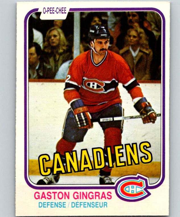1981-82 O-Pee-Chee #182 Gaston Gingras VG Montreal Canadiens 