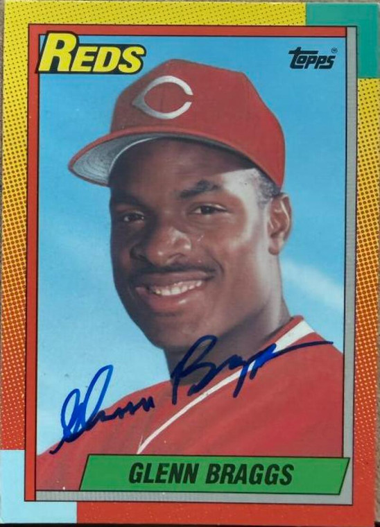 SOLD 194643 Glenn Braggs Autographed 1990 Topps Traded #13T Cincinnati Reds Card