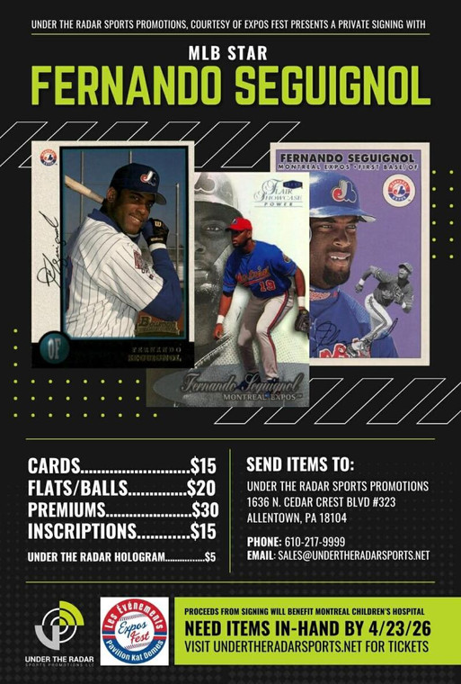Fernando Seguignol Autograph Baseball Cards