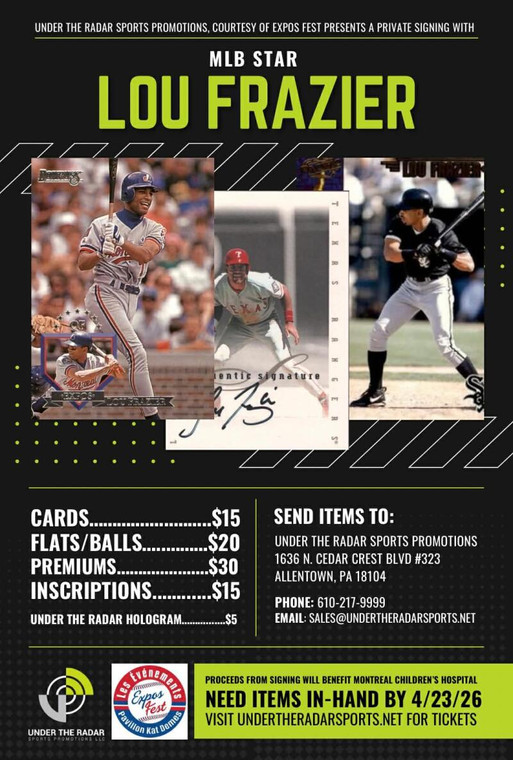 Lou Frazier Autograph Baseball Cards