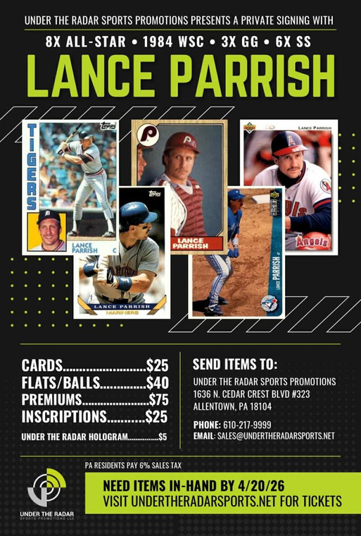 Lance Parrish Autograph Baseball Cards ID: 194672
