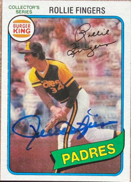 Rollie Fingers Autographed 1980 Topps Burger King Pitch, Hit and Run #3 San Diego Padres Card 