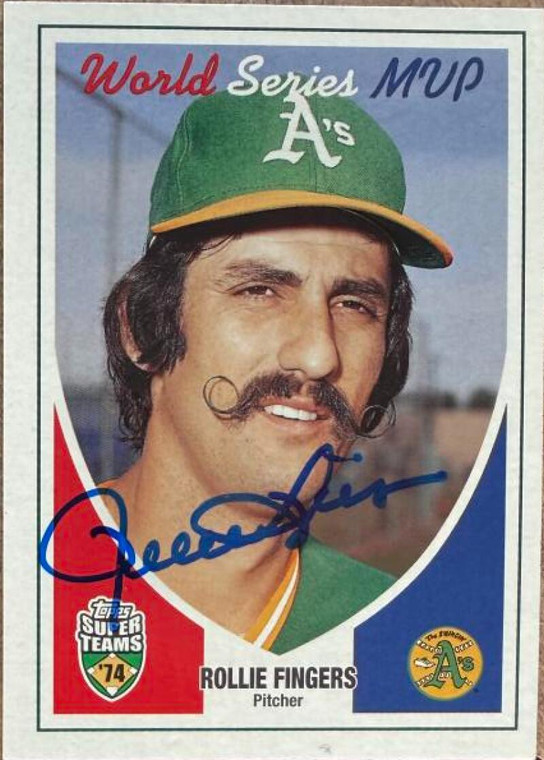 Rollie Fingers Autographed 2002 Topps Super Teams #130 Rollie Fingers MVP Oakland Athletics Card   