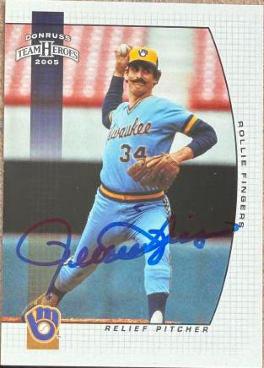 Rollie Fingers Autographed 2005 Donruss Team Heroes #177 Milwaukee Brewers Card 