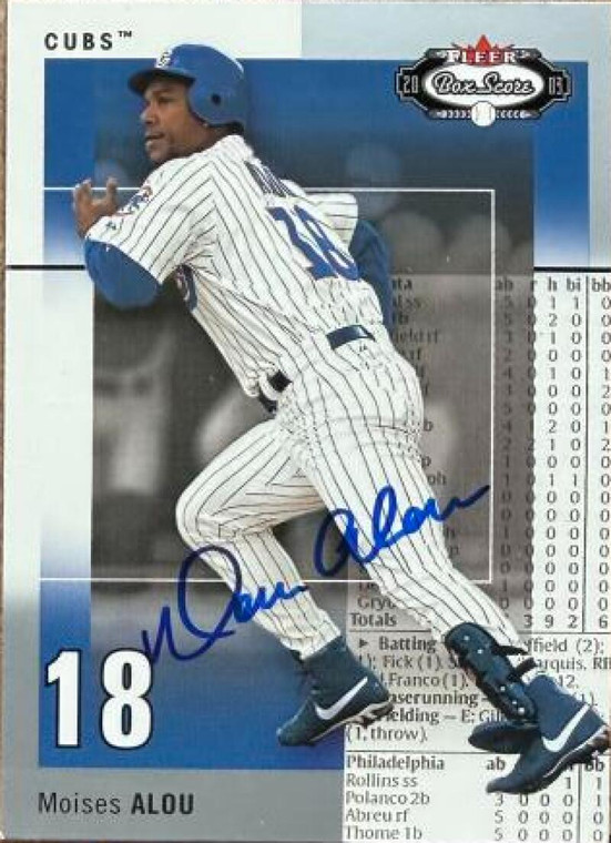 Moises Alou Autographed 2003 Fleer Box Score #69 Chicago Cubs Card 