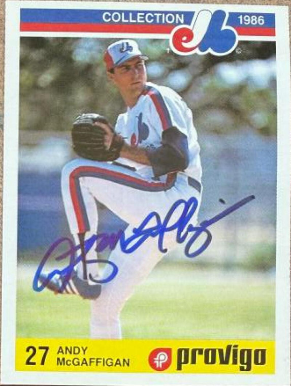 Andy McGaffigan Autographed 1986 Provigo Montreal Expos #4 