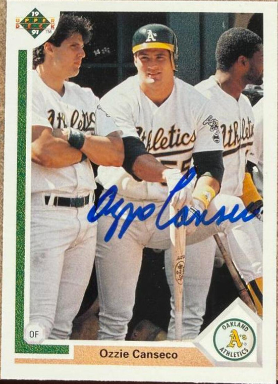 Ozzie Canseco Autographed 1991 Upper Deck #146 Oakland Athletics Card