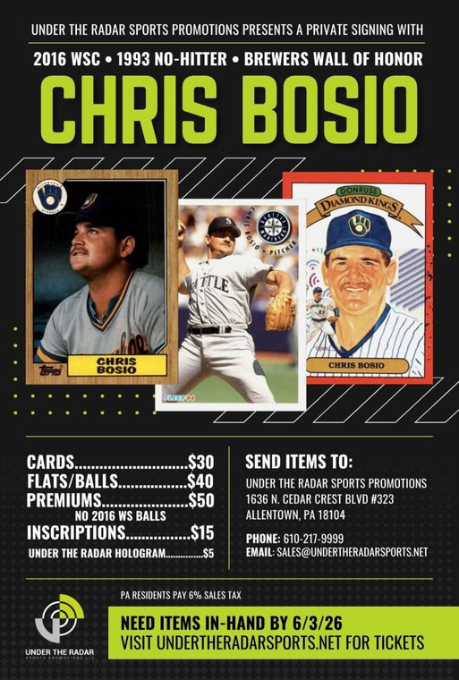 Chris Bosio Autograph Inscriptions