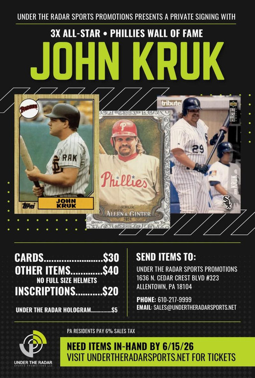 John Kruk Autograph Inscriptions