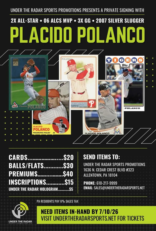 Placido Polanco Autograph Premium Items 