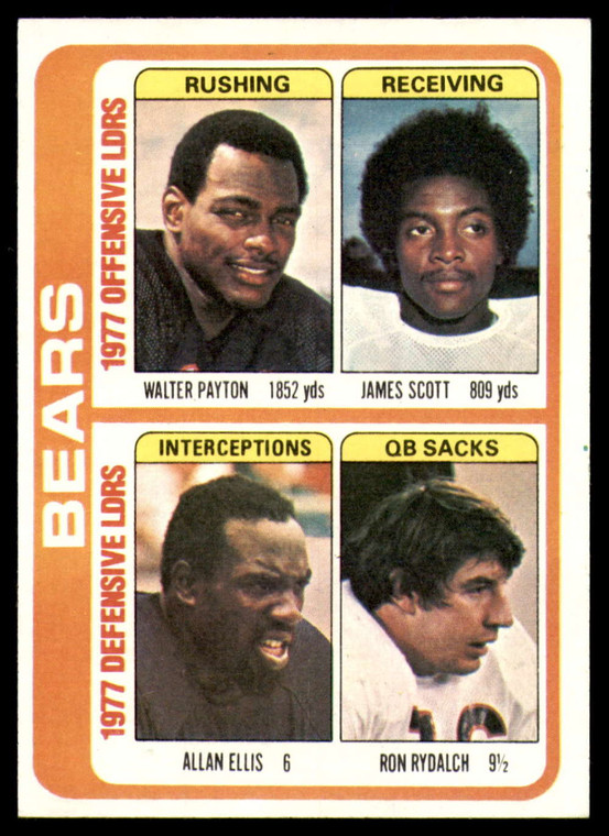 1978 Topps #504 Walter Payton/James Scott/Allan Ellis/Ron Rydalch TL VG  Chicago Bears 