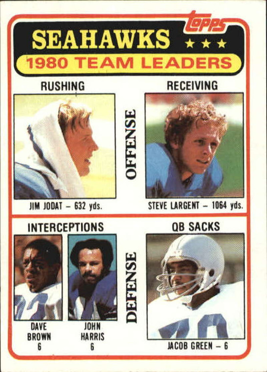 1981 Topps #19 Jim Jodat/Steve Largent/Dave Brown/John Harris/Jacob Green TL VG Seattle Seahawks 