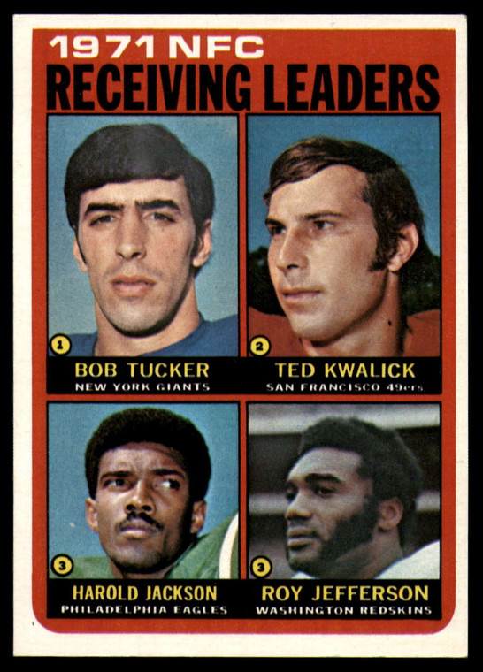 1972 Topps #6 Bob Tucker/Ted Kwalick/Harold Jackson/Roy Jefferson 1971 NFC Receiving Leaders VG  New York Giants/San Fra