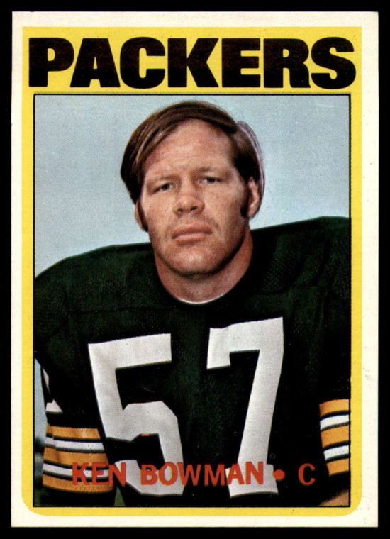 1972 Topps #58 Ken Bowman VG  Green Bay Packers 