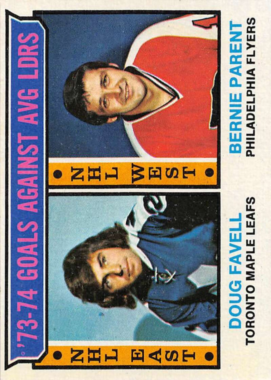 1974-75 Topps #4 Doug Favell/Bernie Parent LL VG  Toronto Maple Leafs/Philadelphia Flyers 