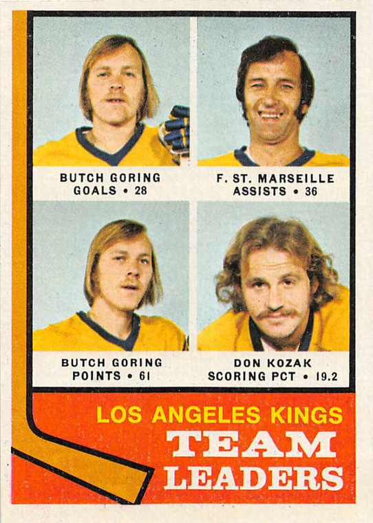 1974-75 Topps #98 Butch Goring/Frank St. Marseille/Don Kozak TL VG  Los Angeles Kings 