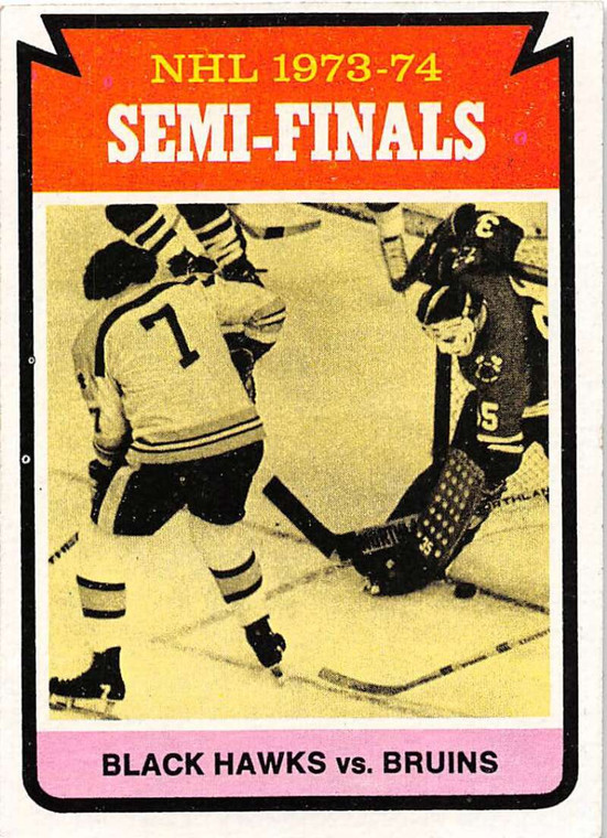 1974-75 Topps #214 Semifinals Bruins vs. Blackhawks VG  