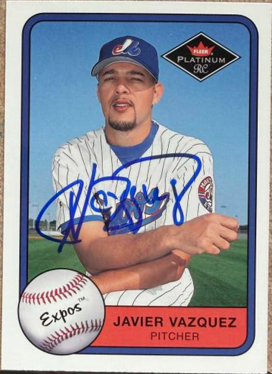 Javier Vazquez Autographed 2001 Fleer Platinum #312 Montreal Expos Card
