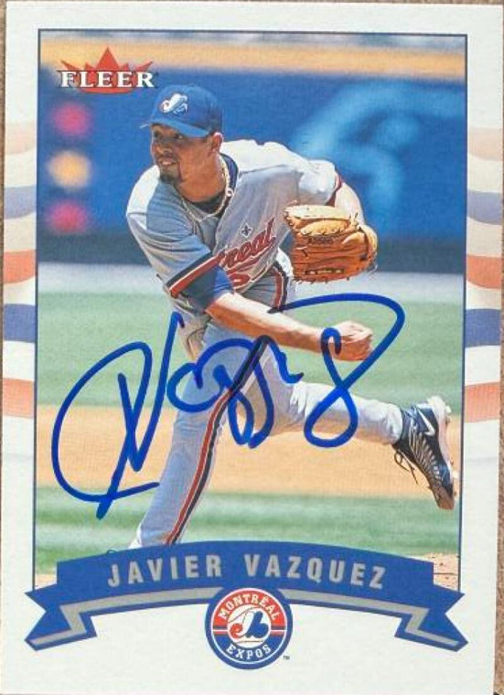 Javier Vazquez Autographed 2002 Fleer #171 Montreal Expos Card