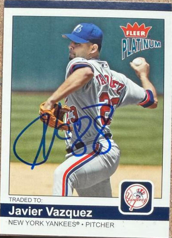 Javier Vazquez Autographed 2004 Fleer Platinum #25 New York Yankees Card