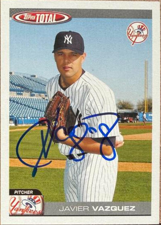 Javier Vazquez Autographed 2004 Topps Total #529 New York Yankees Card