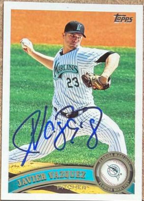 Javier Vazquez Autographed 2011 Topps #458 Florida Marlins Card