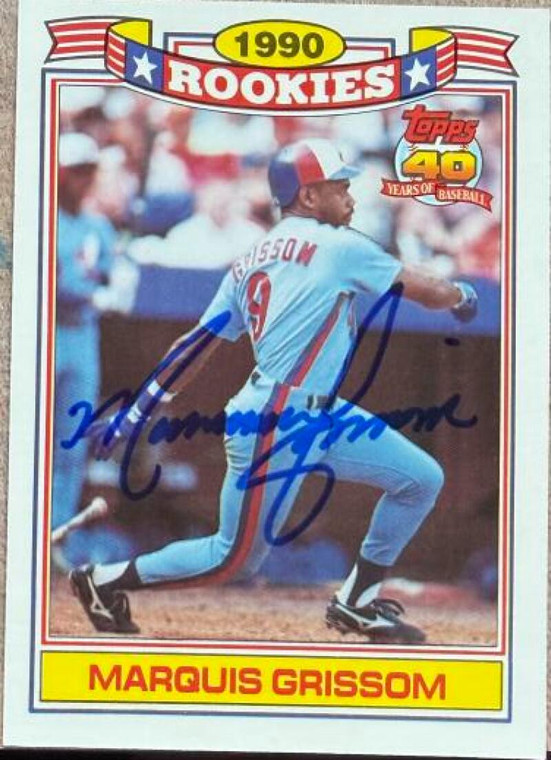 Marquis Grissom Autographed 1991 Topps Glossy Rookies #10 Montreal Expos Card