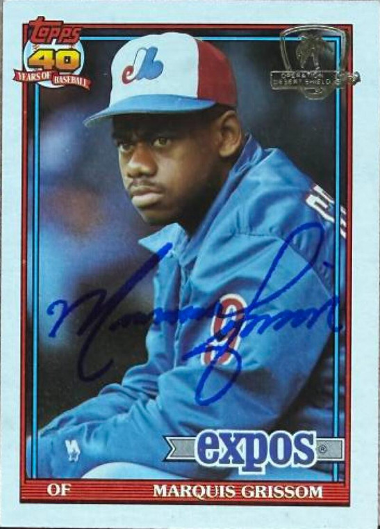 Marquis Grissom Autographed 1991 Topps - Operation Desert Shield #283 Montreal Expos Card