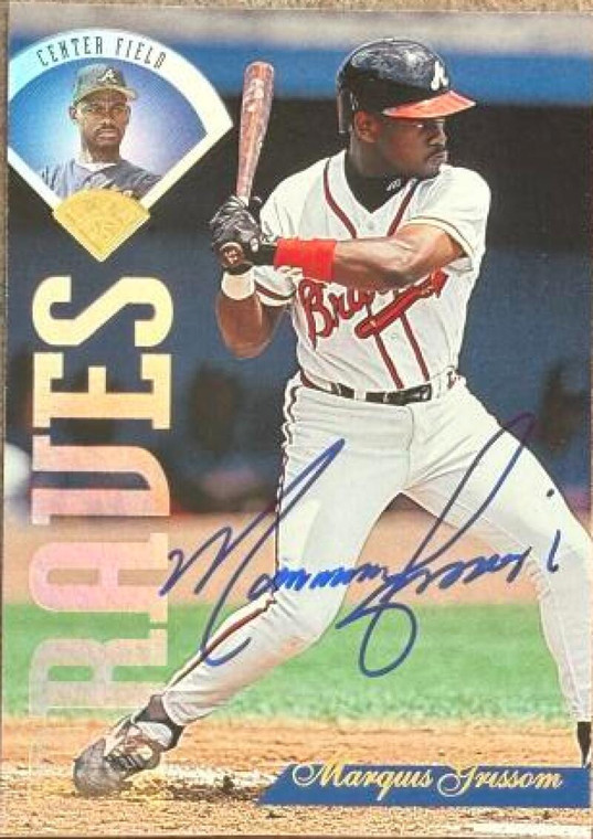Marquis Grissom Autographed 1995 Leaf #335 Atlanta Braves Card
