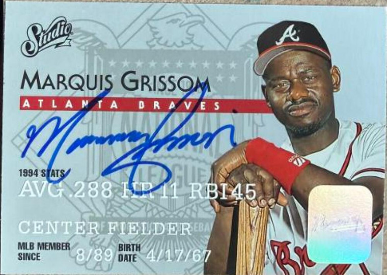 Marquis Grissom Autographed 1995 Studio #335 Atlanta Braves Card
