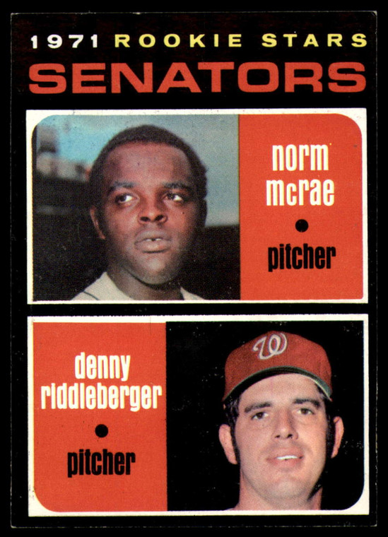 1971 Topps #93 Norm McRae/Denny Riddleberger Senators Rookies VG RC Rookie Washington Senators 