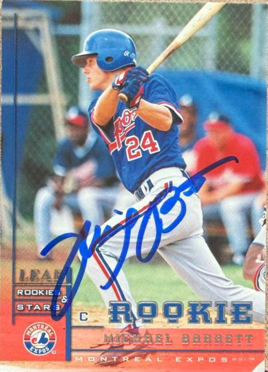 Michael Barrett Autographed 1998 Leaf Rookies and Stars #330 Montreal Expos Card SP