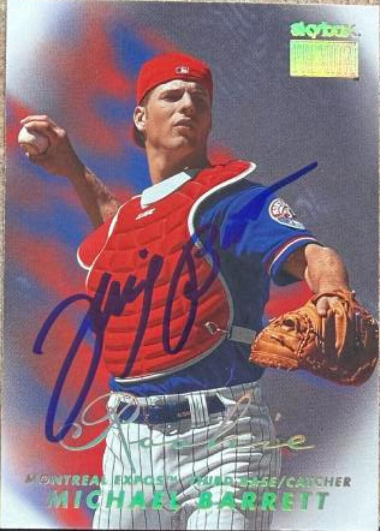 Michael Barrett Autographed 1999 SkyBox Premium #263 ROO Montreal Expos Card