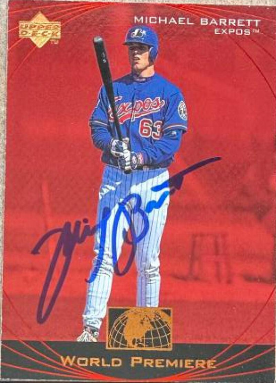 Michael Barrett Autographed 1999 Upper Deck Ovation #79 Montreal Expos Card WP