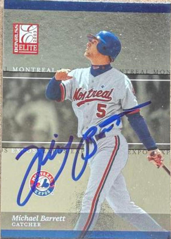 Michael Barrett Autographed 2003 Donruss Elite #132 Montreal Expos Card