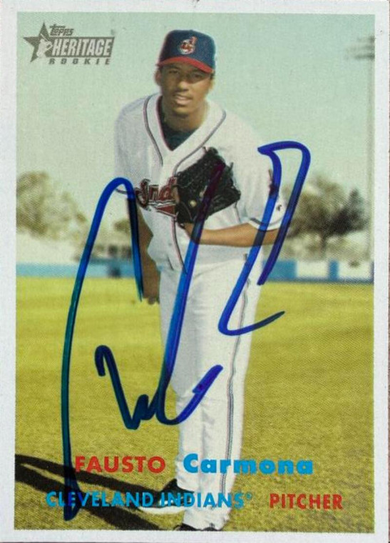 Fausto Carmona Autographed 2006 Topps Heritage #150 Cleveland Indians Card