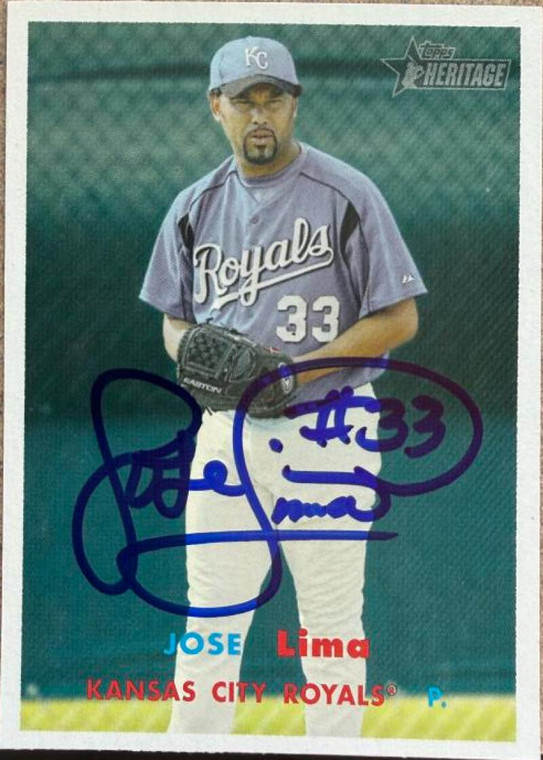 Jose Lima Autographed 2006 Topps Heritage #298 Kansas City Royals Card 