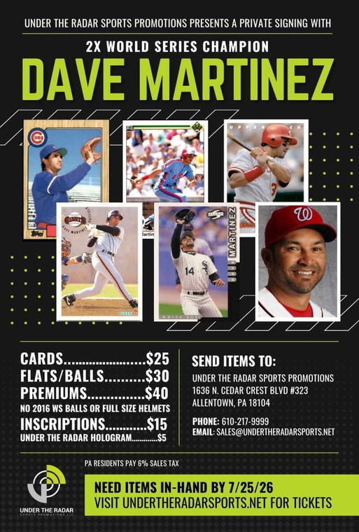 Dave Martinez Autograph Flat Items and Baseballs  No 2016 Ws Balls