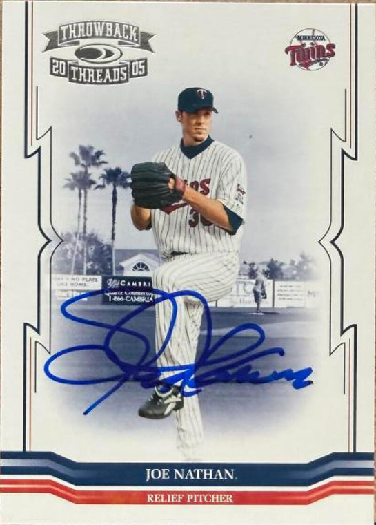 Joe Nathan Autographed 2005 Donruss Throwback Threads #170 Minnesota Twins Card