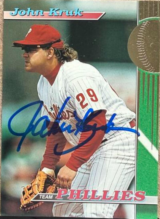 John Kruk Autographed 1993 Stadium Club Philadelphia Phillies #30