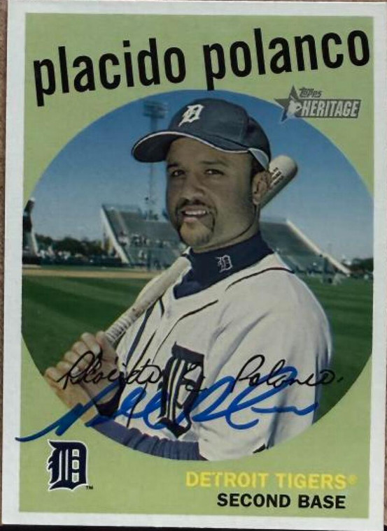 Placido Polanco Autographed 2008 Topps Heritage #2 Detroit Tigers Card