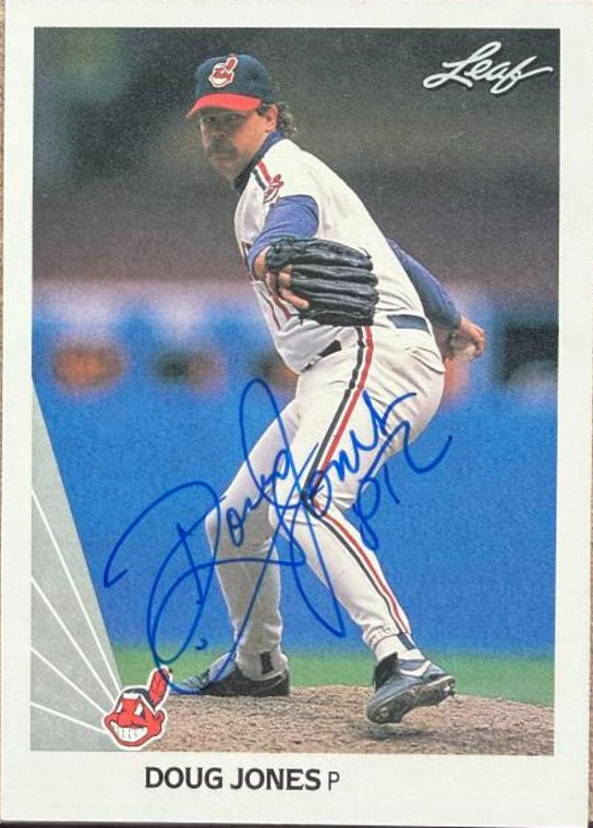 Doug Jones Autographed 1990 Leaf #153 Cleveland Indians Card