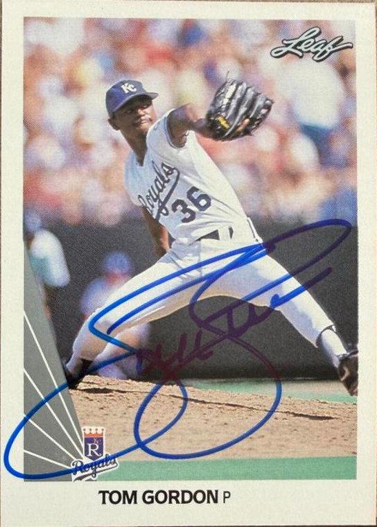 Tom Gordon Autographed 1990 Leaf #14 Kansas City Royals Card