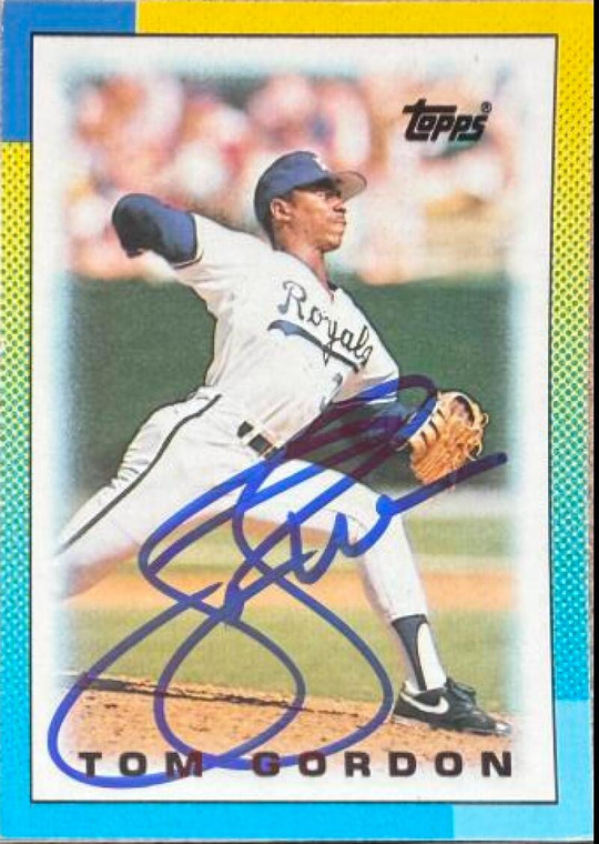 Tom Gordon Autographed 1990 Topps Major League Leaders Minis #15 Kansas City Royals Card
