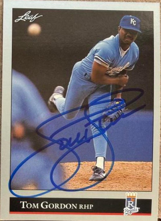 Tom Gordon Autographed 1992 Leaf #68 Kansas City Royals Card