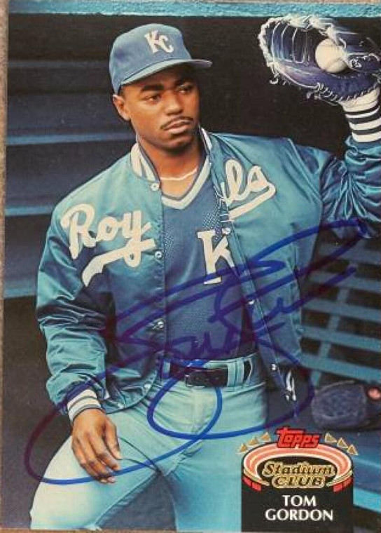 Tom Gordon Autographed 1992 Stadium Club #388 Kansas City Royals Card