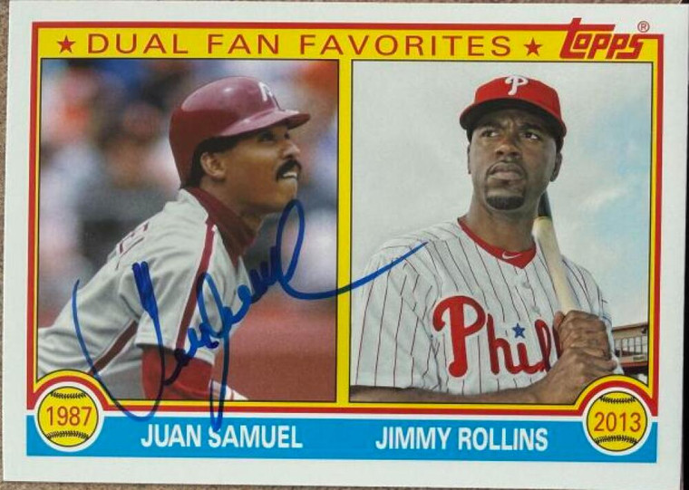 Juan Samuel Autographed 2013 Topps Archives - Dual Fan Favorites #DFF-SR Philadelphia Phillies Card