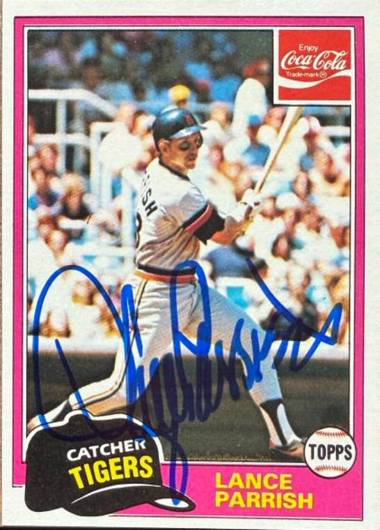 Lance Parrish Autographed 1981 Topps Coca-Cola Detroit Tigers Card #7